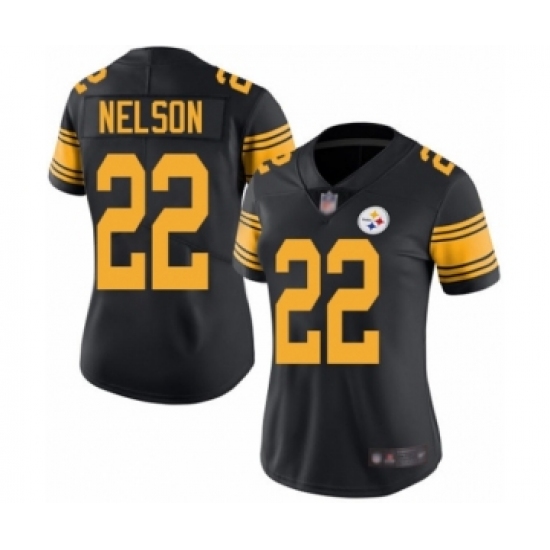 Women's Pittsburgh Steelers #22 Steven Nelson Limited Black Rush Vapor Untouchable Football Jersey - Ujersey