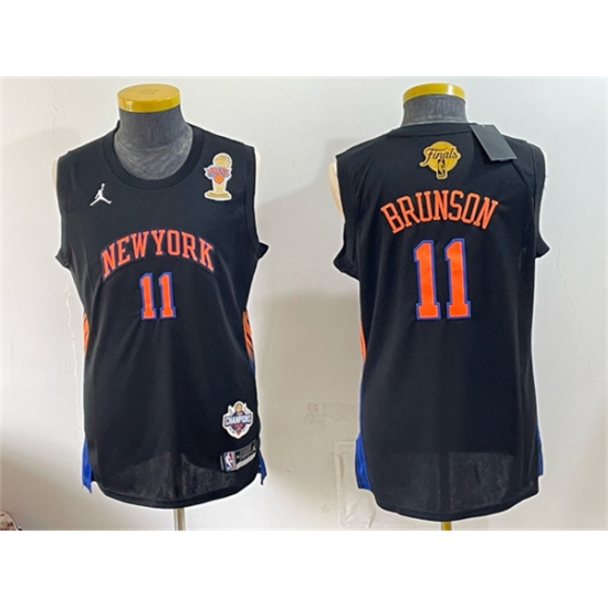 Men's New Yok Knicks #11 Jalen Brunson Black 2026 Finals Champions Statement Edition Stitched Jersey
