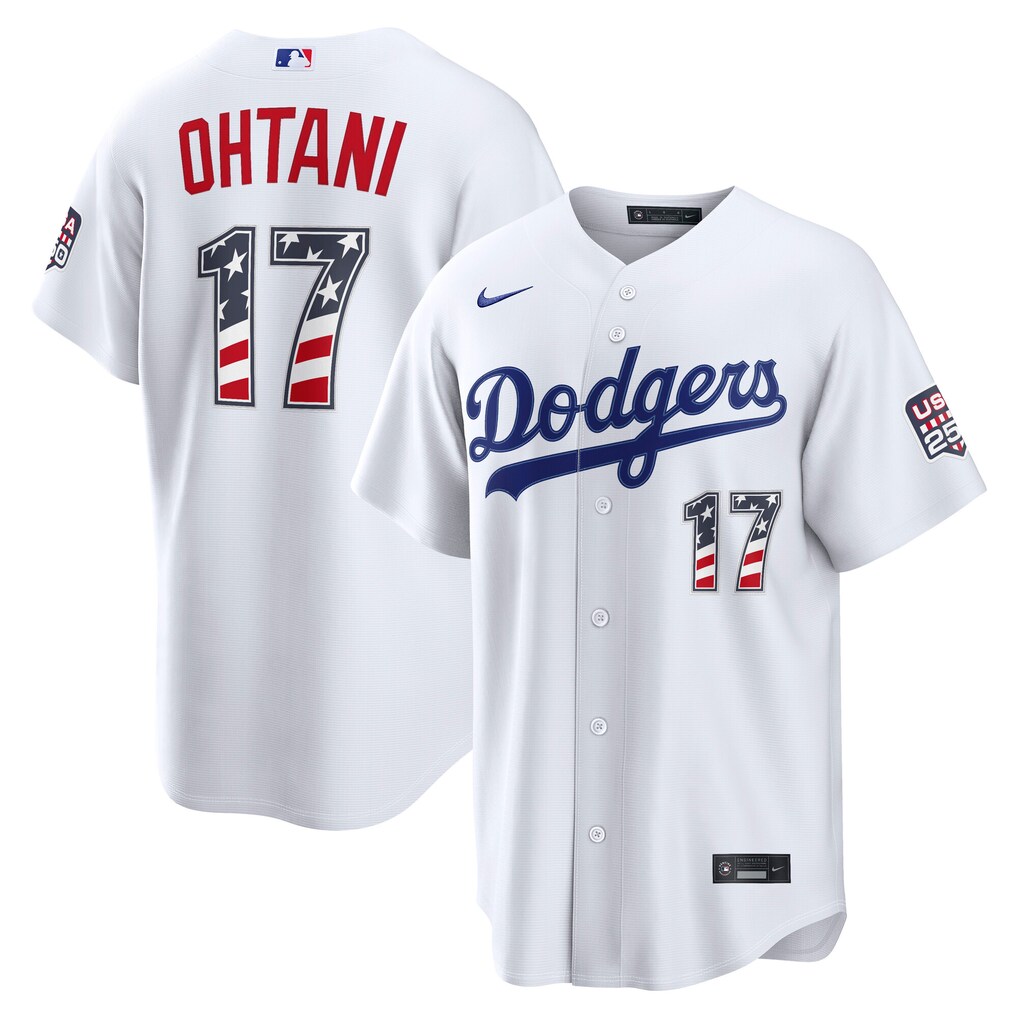 Men's Los Angeles Dodgers Shohei Ohtani Nike White USA 250 Fourth of July Home Stadium Jersey - Ujersey