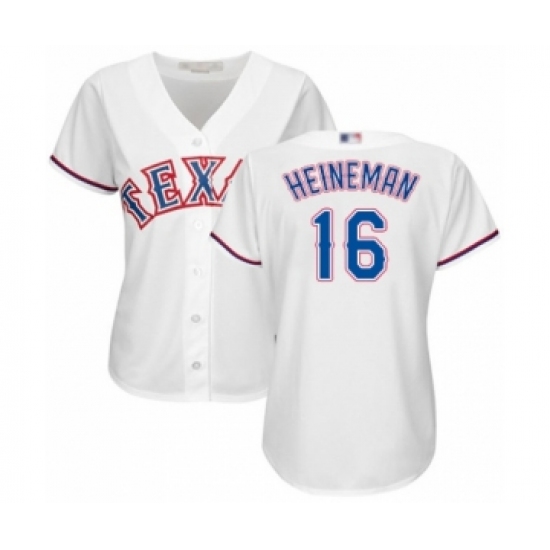 Women's Texas Rangers #16 Scott Heineman Authentic White Home Cool Base Baseball Player Jersey - Ujersey