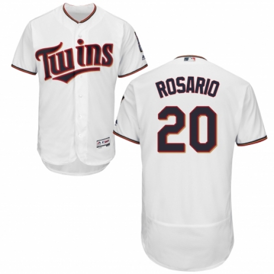 Men's Majestic Minnesota Twins #20 Eddie Rosario White Home Flex Base Authentic Collection MLB Jersey - Ujersey