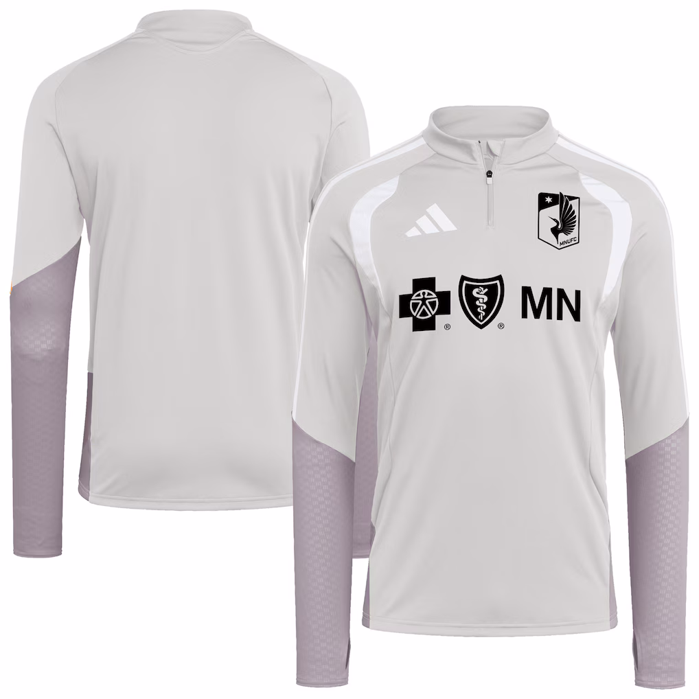 Men's Minnesota United FC adidas Silver 2026 Tiro Competition Quarter-Zip Training Top - Ujersey NHL