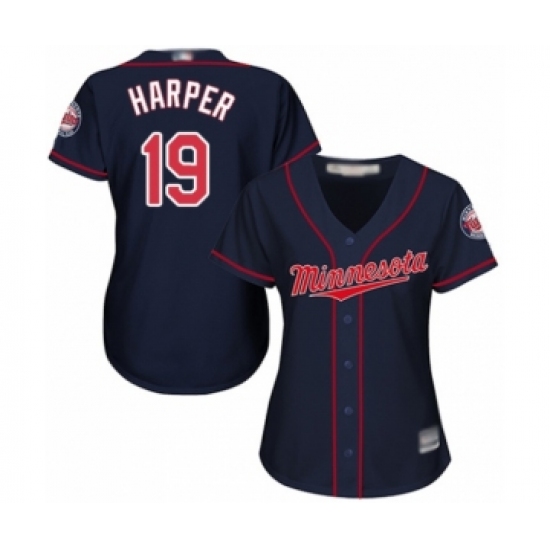 Women's Minnesota Twins #19 Ryne Harper Authentic Navy Blue Alternate Road Cool Base Baseball Player Jersey - Ujersey