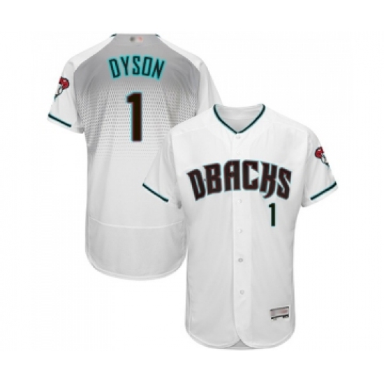 Men's Arizona Diamondbacks #1 Jarrod Dyson White Teal Alternate Authentic Collection Flex Base Baseball Jersey - Ujersey