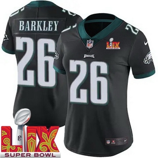 Women Philadelphia Eagles Saquon Barkley #26 Black 2024 2025 Super Bowl LIX F U S E Stitched NFL Jersey - Ujersey