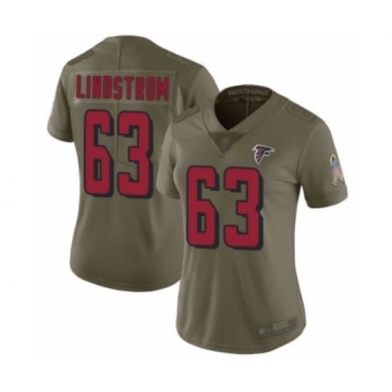 Women's Atlanta Falcons #63 Chris Lindstrom Limited Olive 2017 Salute to Service Football Jersey - Ujersey