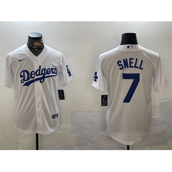 Men's Los Angeles Dodgers #7 Blake Snell White Cool Base Stitched Baseball Jersey - Ujersey