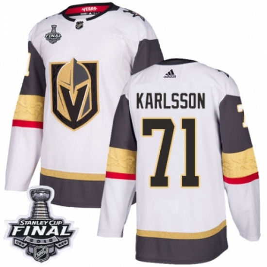 Women's Adidas Vegas Golden Knights #71 William Karlsson Authentic White Away 2018 Stanley Cup Final NHL Jersey - Ujersey