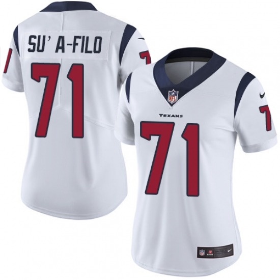 Women's Nike Houston Texans #71 Xavier Su'a-Filo Limited White Vapor Untouchable NFL Jersey - Ujersey