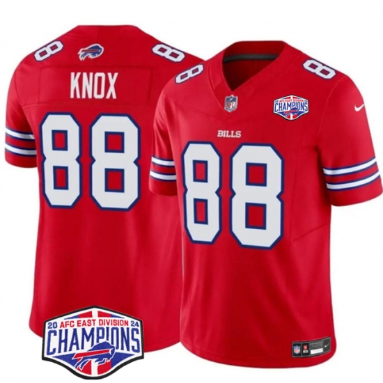 Men's Buffalo Bills #88 Dawson Knox Red F.U.S.E. 2024 AFC East Division Champions Vapor Limited Stitched Football Jersey - Ujersey