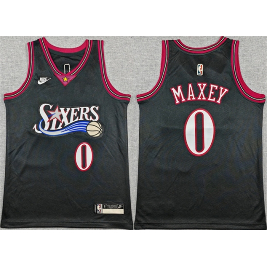 Youth Philadelphia 76ers #0 Tyrese Maxey Black 2025-26 Classic Edition Stitched Jersey - Ujersey