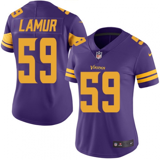 Women's Nike Minnesota Vikings #59 Emmanuel Lamur Elite Purple Rush Vapor Untouchable NFL Jersey - Ujersey