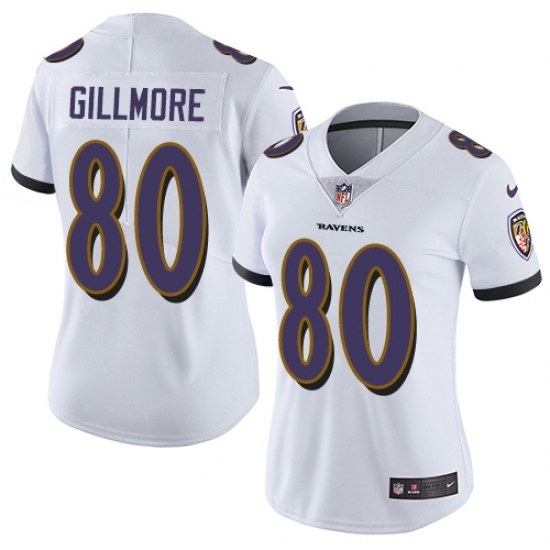 Women's Nike Baltimore Ravens #80 Crockett Gillmore White Vapor Untouchable Limited Player NFL Jersey - Ujersey