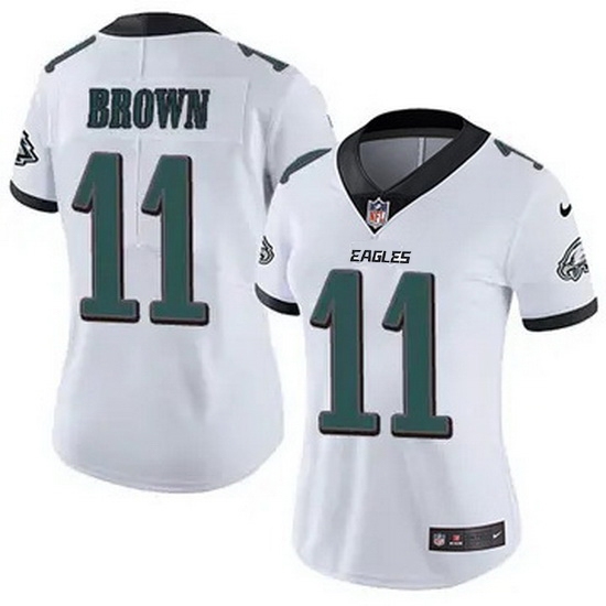 Women Philadelphia Eagles #11 A.J. Brown White F U S E Stitched NFL Jersey - Ujersey