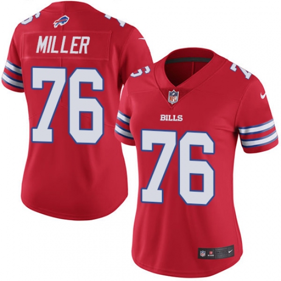 Women's Nike Buffalo Bills #76 John Miller Limited Red Rush Vapor Untouchable NFL Jersey - Ujersey