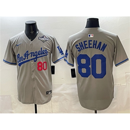 Men's Los Angeles Dodgers #80 Emmet Sheehan Gray 2025 World Series Limited Stitched Baseball Jersey - Ujersey
