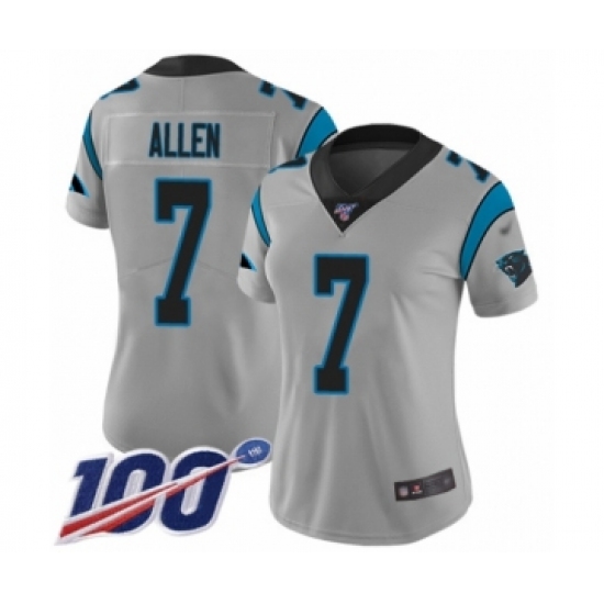 Women's Carolina Panthers #7 Kyle Allen Silver Inverted Legend Limited 100th Season Football Jersey - Ujersey