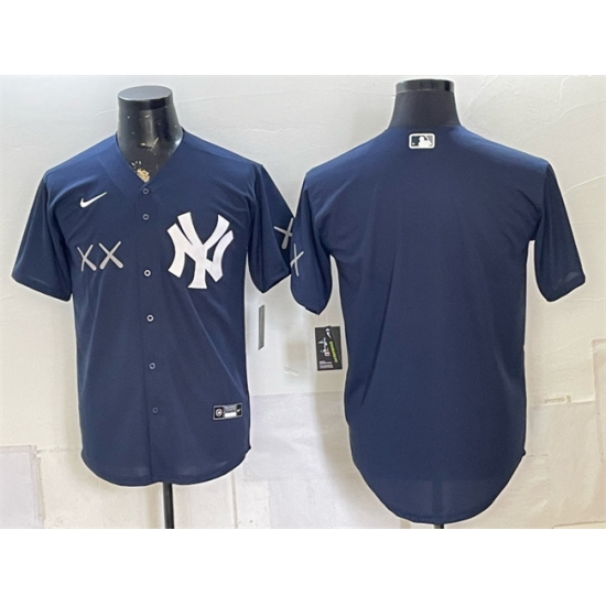 Men's New York Yankees x KAWS Navy Stadium Stitched Baseball Jersey