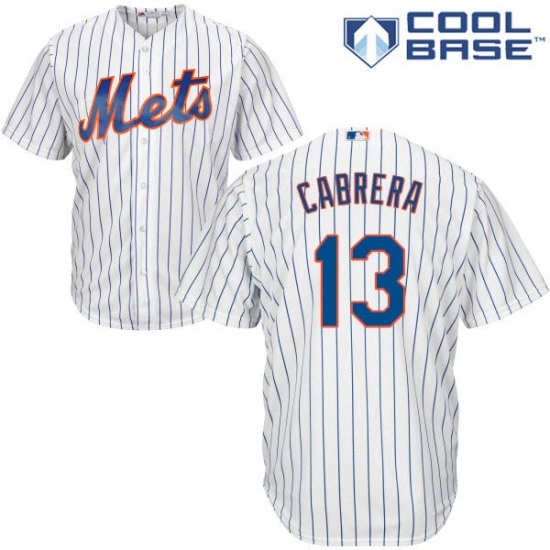 Men's Majestic New York Mets #13 Asdrubal Cabrera Replica White Home Cool Base MLB Jersey - Ujersey