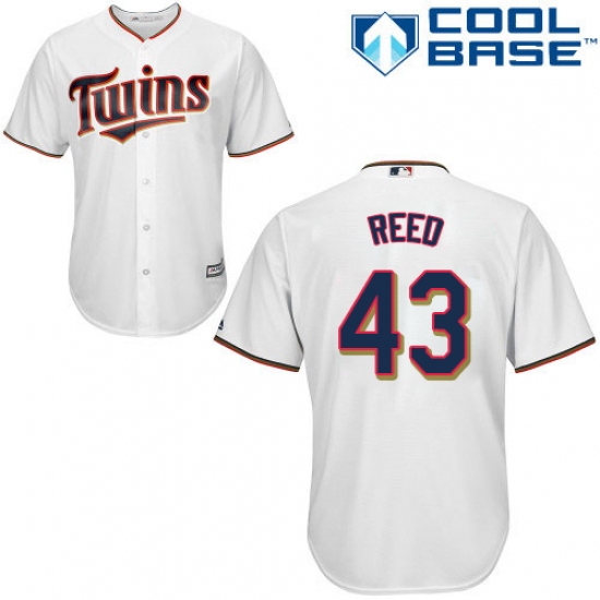 Men's Majestic Minnesota Twins #43 Addison Reed Replica White Home Cool Base MLB Jersey - Ujersey