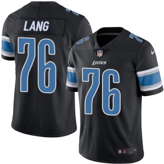 Men's Nike Detroit Lions #76 T.J. Lang Limited Black Rush Vapor Untouchable NFL Jersey - Ujersey