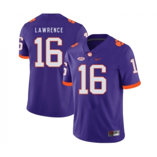 Clemson Tigers 16 Trevor Lawrence Purple Nike College Football Jersey - Ujersey