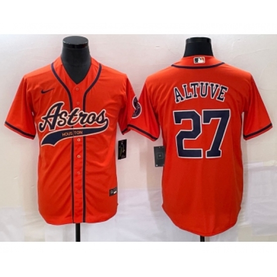 Men's Houston Astros #27 Jose Altuve Orange Cool Base Stitched Baseball Jersey - Ujersey