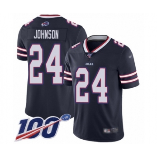 Men's Buffalo Bills #24 Taron Johnson Limited Navy Blue Inverted Legend 100th Season Football Jersey - Ujersey