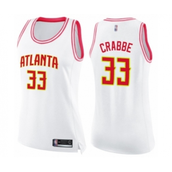Women's Atlanta Hawks #33 Allen Crabbe Swingman White Pink Fashion Basketball Jersey - Ujersey