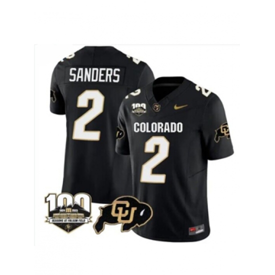 Men's Colorado Buffaloes #2 Sanders Black Vapor Stitched Jersey - 100th Seasons At Folsom Field - Ujersey