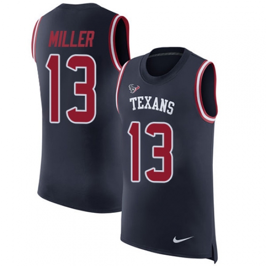 Men's Nike Houston Texans #13 Braxton Miller Limited Navy Blue Rush Player Name & Number Tank Top NFL Jersey - Ujersey