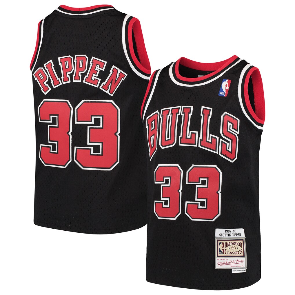 Youth Chicago Bulls Scottie Pippen Mitchell & Ness Black Hardwood Classics Swingman Throwback Jersey - Ujersey Shop