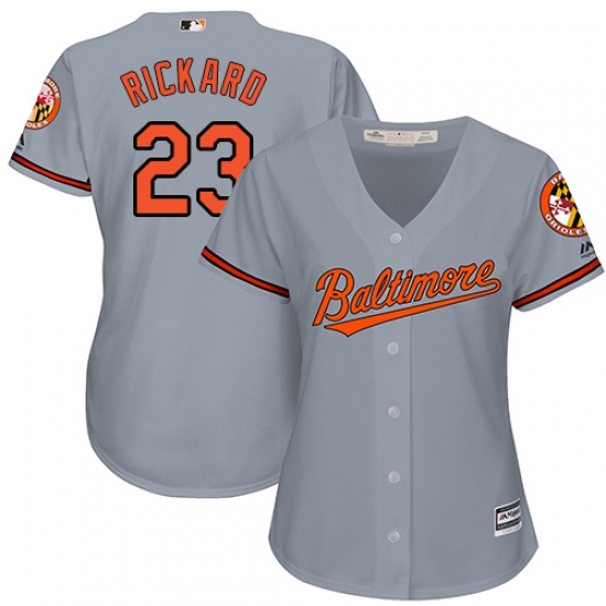 Women's Majestic Baltimore Orioles #23 Joey Rickard Replica Grey Road Cool Base MLB Jersey - Ujersey