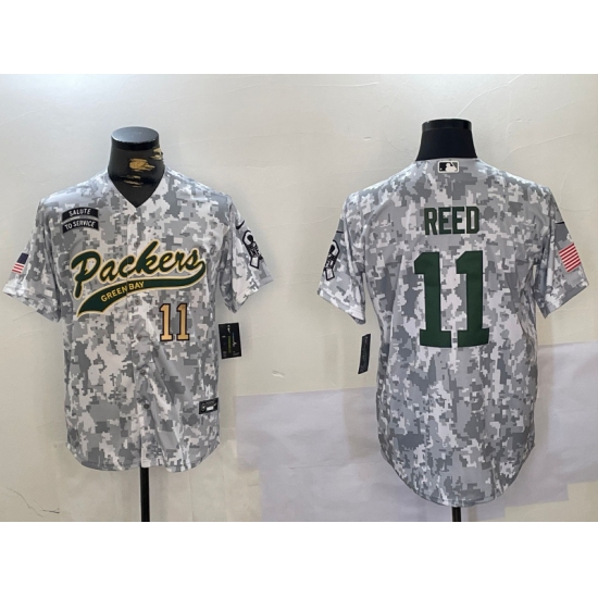Men's Green Bay Packers #11 Jayden Reed 2024 Arctic Camo Salute To Service Stitched Baseball Jerseys - Ujersey