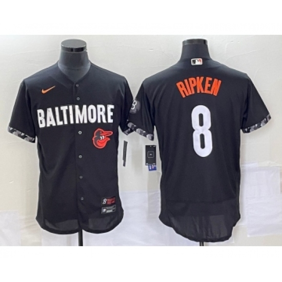 Men's Baltimore Orioles #8 Cal Ripken Jr Black 2023 City Connect Flex Base Stitched Jersey - Ujersey