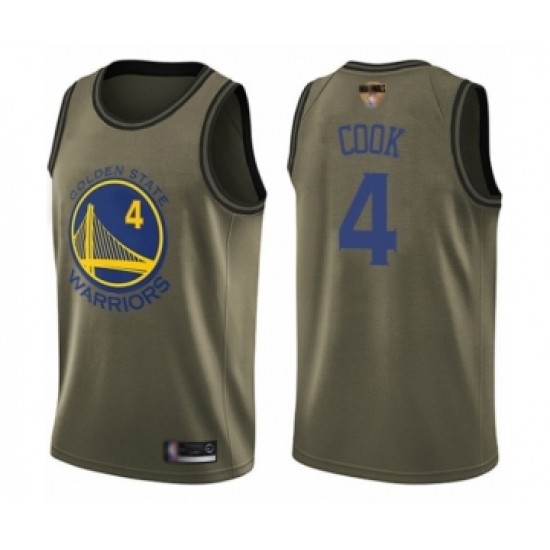 Youth Golden State Warriors #4 Quinn Cook Swingman Green Salute to Service Basketball 2019 Basketball Finals Bound Jersey - Ujersey