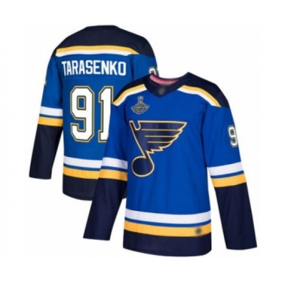 Men's St. Louis Blues #91 Vladimir Tarasenko Premier Royal Blue Home 2019 Stanley Cup Champions Hockey Jersey - Ujersey