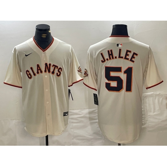 Men's San Francisco Giants #51 Jung Hoo Lee Cream 2024 Home Limited Stitched Baseball Jersey - Ujersey