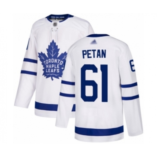 Youth Toronto Maple Leafs #61 Nic Petan Authentic White Away Hockey Jersey - Ujersey