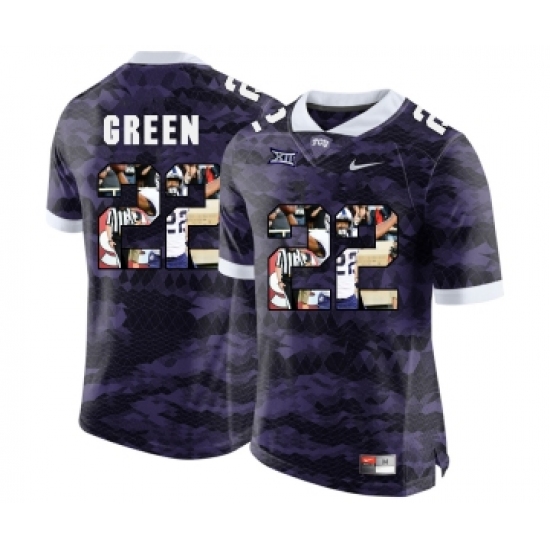 TCU Horned Frogs 22 Aaron Green Purple With Portrait Print College Football Limited Jersey - Ujersey