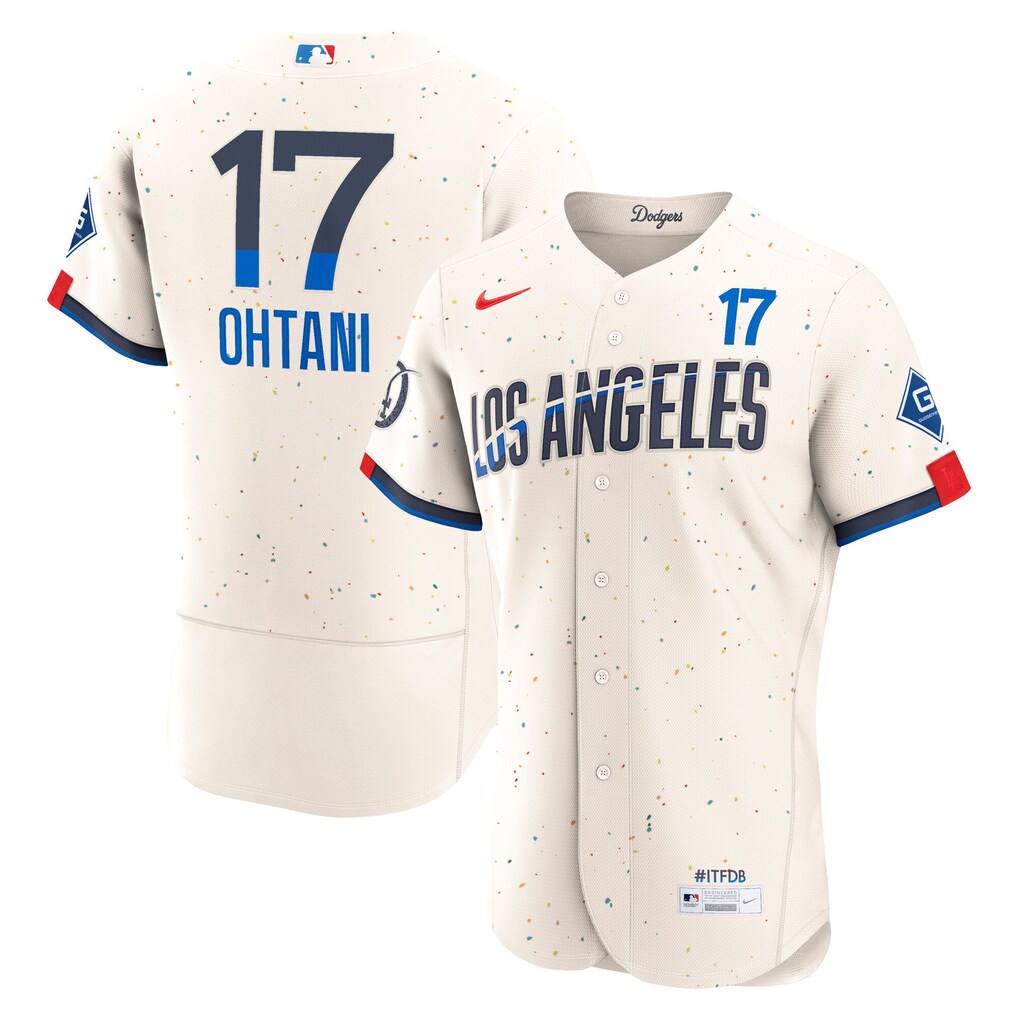 Men's Los Angeles Dodgers Shohei Ohtani Nike Cream City Connect Authentic Sponsor Patch Jersey - Ujersey