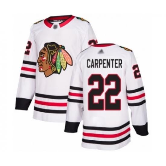 Youth Chicago Blackhawks #22 Ryan Carpenter Authentic White Away Hockey Jersey