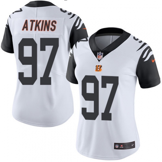 Women's Nike Cincinnati Bengals #97 Geno Atkins Limited White Rush Vapor Untouchable NFL Jersey - Ujersey