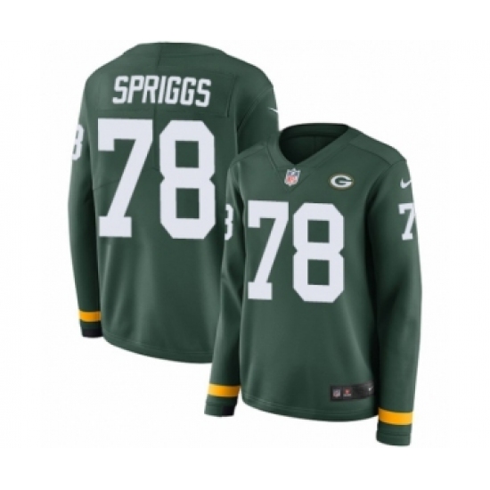 Women's Nike Green Bay Packers #78 Jason Spriggs Limited Green Therma Long Sleeve NFL Jersey - Ujersey