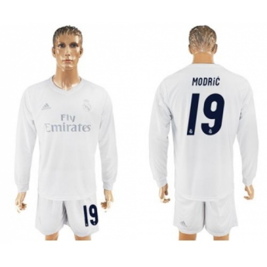 Real Madrid #19 Modric Marine Environmental Protection Home Long Sleeves Soccer Club Jersey