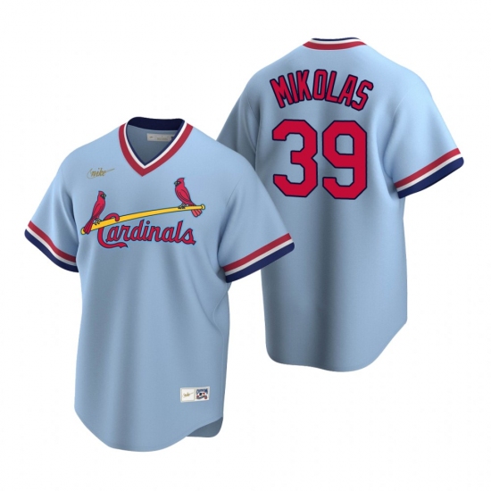 Men's Nike St. Louis Cardinals #39 Miles Mikolas Light Blue Cooperstown Collection Road Stitched Baseball Jersey - Ujersey