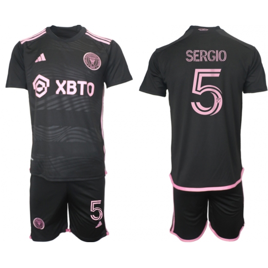 Men's Inter Miami CF #5 Sergio Black 2023-24 Away Soccer Jersey - Ujersey