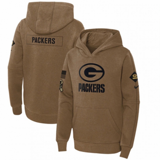 Youth Green Bay Packers Nike Brown 2023 Salute to Service Club Fleece Pullover Hoodie - Ujersey NHL