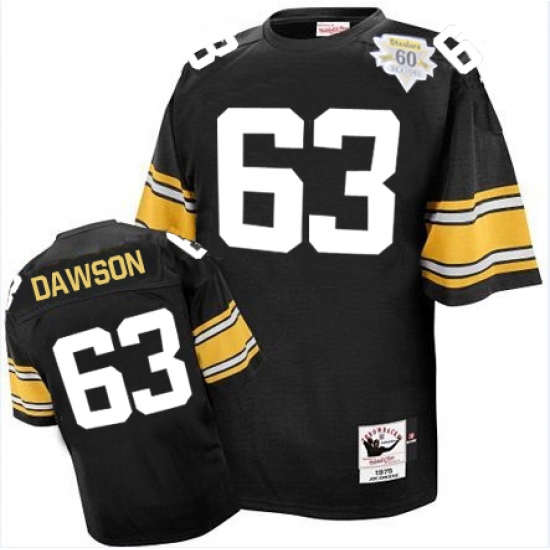 Mitchell And Ness Pittsburgh Steelers #63 Dermontti Dawson Black Team Color 60TH Authentic Throwback NFL Jersey - Ujersey