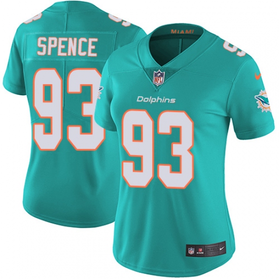 Women's Nike Miami Dolphins #93 Akeem Spence Aqua Green Team Color Vapor Untouchable Limited Player NFL Jersey - Ujersey